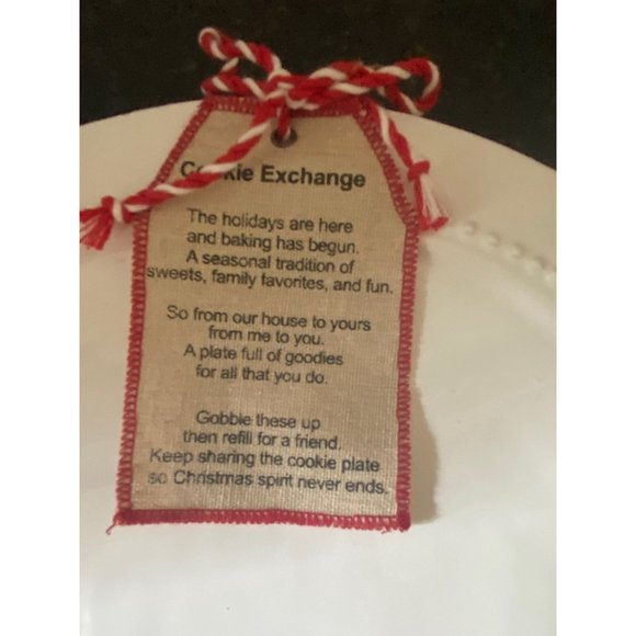 Mud Pie 12" White Sweet Swap Cookie ExchangePlatter - Picture 3 of 6